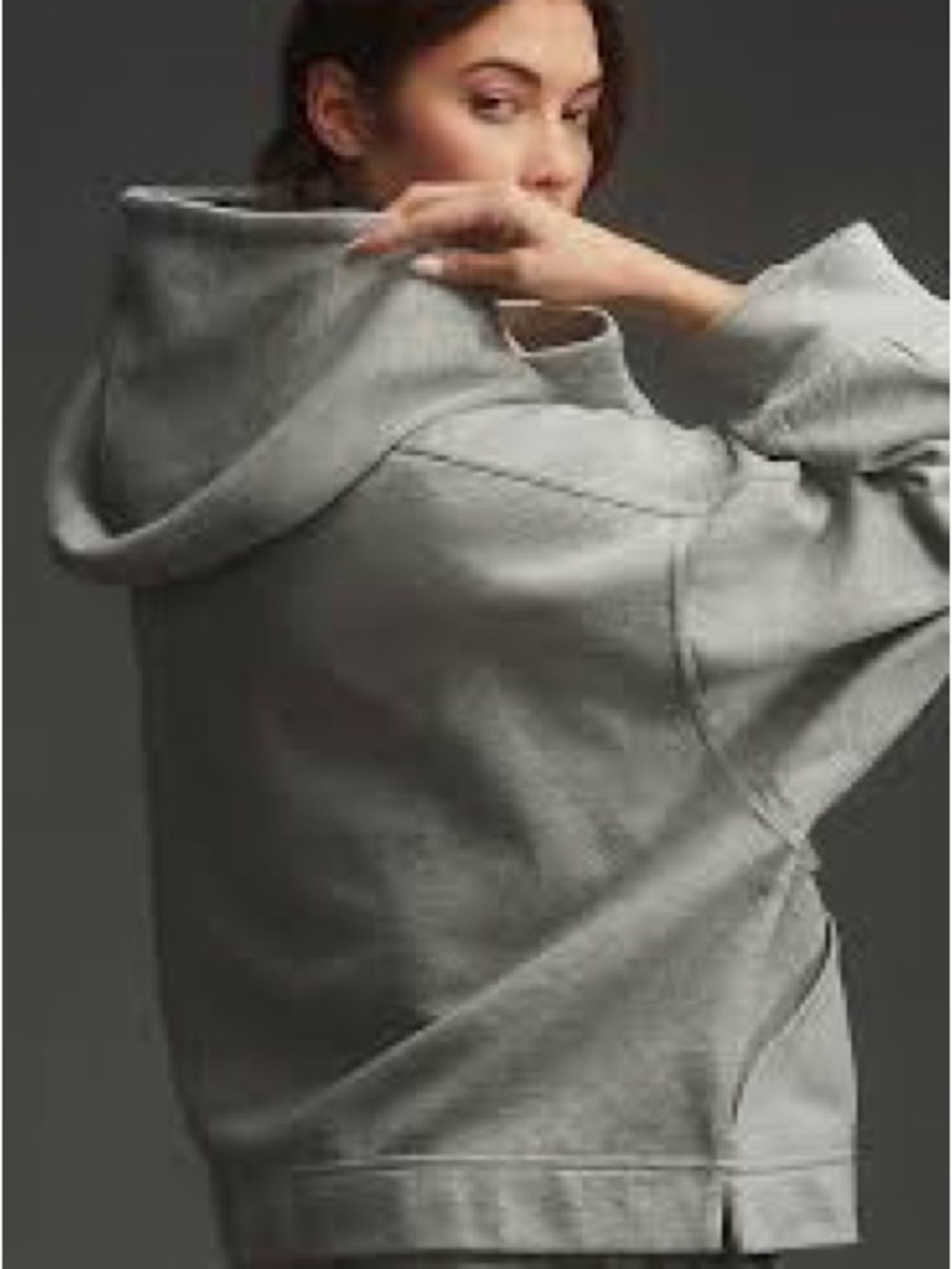Relaxed Hooded Crewneck Sweater - Light Gray